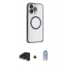 MARSİLYAN™- iPhone 15 Pro Kılıf Ahenk Işık Serisi - Siyah Joko Magic 5D Cam + Raze Metal Kamera Lens - TMGI