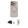 MARSİLYAN™- iPhone 15 Pro Kılıf Ahenk Klasik Özel Seri - Şeffaf Pasifik Cam Ekran Koruyucu + Raze Metal Kamera Lens - LT