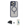 MARSİLYAN™- iPhone 15 Pro Kılıf Ahenk Klasik Özel Seri - Şeffaf Pasifik Cam Ekran Koruyucu + Raze Metal Kamera Lens - LT