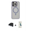 MARSİLYAN™- iPhone 15 Pro Kılıf Ahenk Klasik Özel Seri - Şeffaf Pasifik Cam Ekran Koruyucu + Raze Metal Kamera Lens - LT