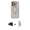 MARSİLYAN™- iPhone 15 Pro Kılıf Ahenk Klasik Özel Seri - Şeffaf Pasifik Cam Ekran Koruyucu + Raze Metal Kamera Lens - TMGI