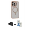 MARSİLYAN™- iPhone 15 Pro Kılıf Ahenk Klasik Özel Seri - Şeffaf Royal Nano Ekran Koruyucu + Siyah Raze Metal Kamera Lens