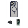 MARSİLYAN™- iPhone 15 Pro Kılıf Ahenk Klasik Özel Seri - Siyah 360 Mat Full Body Arka Koruyucu + Raze Metal Kamera Lens - LT