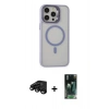 MARSİLYAN™- iPhone 15 Pro Kılıf Ahenk Klasik Özel Seri - Siyah 360 Mat Full Body Arka Koruyucu + Raze Metal Kamera Lens - SH