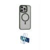 MARSİLYAN™- iPhone 15 Pro Kılıf Ahenk Klasik Özel Seri - Siyah 3D Antistatik Cam Ekran Koruyucu