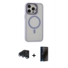 MARSİLYAN™- iPhone 15 Pro Kılıf Ahenk Klasik Özel Seri - Siyah 3D Antistatik Hayalet Cam Ekran Koruyucu + Raze Metal Kamera Lens - LT