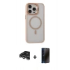 MARSİLYAN™- iPhone 15 Pro Kılıf Ahenk Klasik Özel Seri - Siyah 3D Antistatik Hayalet Cam Ekran Koruyucu + Raze Metal Kamera Lens - GS