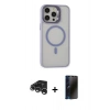 MARSİLYAN™- iPhone 15 Pro Kılıf Ahenk Klasik Özel Seri - Siyah 3D Antistatik Hayalet Cam Ekran Koruyucu + Raze Metal Kamera Lens - GS
