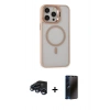 MARSİLYAN™- iPhone 15 Pro Kılıf Ahenk Klasik Özel Seri - Siyah 3D Antistatik Hayalet Cam Ekran Koruyucu + Raze Metal Kamera Lens - LT