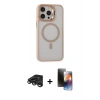MARSİLYAN™- iPhone 15 Pro Kılıf Ahenk Klasik Özel Seri - Siyah 3D Antistatik Mat Seramik Nano Ekran Koruyucu + Raze Metal Kamera Lens - TMGI