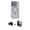 MARSİLYAN™- iPhone 15 Pro Kılıf Ahenk Klasik Özel Seri - Siyah 3D Antistatik Mat Seramik Nano Ekran Koruyucu + Raze Metal Kamera Lens - LT