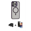 MARSİLYAN™- iPhone 15 Pro Kılıf Ahenk Klasik Özel Seri - Siyah 3D Antistatik Mat Seramik Nano Ekran Koruyucu + Raze Metal Kamera Lens - TMGI