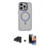 MARSİLYAN™- iPhone 15 Pro Kılıf Ahenk Klasik Özel Seri - Siyah 3D Antistatik Mat Seramik Nano Ekran Koruyucu + Raze Metal Kamera Lens - GS