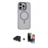 MARSİLYAN™- iPhone 15 Pro Kılıf Ahenk Klasik Özel Seri - Siyah 3D Antistatik Mat Seramik Nano Ekran Koruyucu + Raze Metal Kamera Lens - TMGI