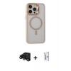 MARSİLYAN™- iPhone 15 Pro Kılıf Ahenk Klasik Özel Seri - Siyah Bilvis 0.18mm Plus Cam Ekran Koruyucu + Raze Metal Kamera Lens - SH