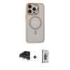 MARSİLYAN™- iPhone 15 Pro Kılıf Ahenk Klasik Özel Seri - Siyah Bilvis 3D Cam Ekran Koruyucu + Gümüş Raze Metal Kamera Lens