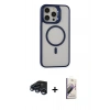 MARSİLYAN™- iPhone 15 Pro Kılıf Ahenk Klasik Özel Seri - Siyah Bilvis 3D Mat Cam Ekran Koruyucu + Raze Metal Kamera Lens - LT