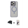 MARSİLYAN™- iPhone 15 Pro Kılıf Ahenk Klasik Özel Seri - Siyah Bilvis 3D Mat Cam Ekran Koruyucu + Raze Metal Kamera Lens - LT