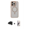 MARSİLYAN™- iPhone 15 Pro Kılıf Ahenk Klasik Özel Seri - Siyah Bilvis 3D Mat Cam Ekran Koruyucu + Siyah Raze Metal Kamera Lens