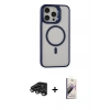 MARSİLYAN™- iPhone 15 Pro Kılıf Ahenk Klasik Özel Seri - Siyah Bilvis 3D Mat Cam Ekran Koruyucu + Raze Metal Kamera Lens - TMGI