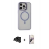 MARSİLYAN™- iPhone 15 Pro Kılıf Ahenk Klasik Özel Seri - Siyah Bilvis 3D Mat Cam Ekran Koruyucu + Raze Metal Kamera Lens - TMGI