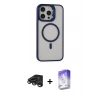 MARSİLYAN™- iPhone 15 Pro Kılıf Ahenk Klasik Özel Seri - Siyah Bilvis 5in1 3D Magic Cam Ekran Koruyucu + Raze Metal Kamera Lens - TMGI