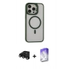 MARSİLYAN™- iPhone 15 Pro Kılıf Ahenk Klasik Özel Seri - Siyah Bilvis 5in1 3D Magic Cam Ekran Koruyucu + Raze Metal Kamera Lens - SH