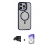 MARSİLYAN™- iPhone 15 Pro Kılıf Ahenk Klasik Özel Seri - Siyah Bilvis 5in1 3D Magic Cam Ekran Koruyucu + Raze Metal Kamera Lens - GS