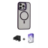 MARSİLYAN™- iPhone 15 Pro Kılıf Ahenk Klasik Özel Seri - Siyah Bilvis 5in1 3D Magic Cam Ekran Koruyucu + Raze Metal Kamera Lens - SH