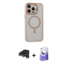 MARSİLYAN™- iPhone 15 Pro Kılıf Ahenk Klasik Özel Seri - Siyah Bilvis 5in1 5D Magic Hayalet Cam Ekran Koruyucu + Raze Metal Kamera Lens - GS