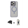 MARSİLYAN™- iPhone 15 Pro Kılıf Ahenk Klasik Özel Seri - Siyah Bilvis Hayalet Cam Ekran Koruyucu + Raze Metal Kamera Lens - GS