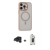 MARSİLYAN™- iPhone 15 Pro Kılıf Ahenk Klasik Özel Seri - Siyah Bilvis Hayalet Cam Ekran Koruyucu + Raze Metal Kamera Lens - GS
