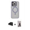MARSİLYAN™- iPhone 15 Pro Kılıf Ahenk Klasik Özel Seri - Siyah Bilvis Hayalet Cam Ekran Koruyucu + Raze Metal Kamera Lens - SH