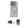 MARSİLYAN™- iPhone 15 Pro Kılıf Ahenk Klasik Özel Seri - Siyah Buffer Cam Ekran Koruyucu + Raze Metal Kamera Lens - GS