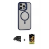 MARSİLYAN™- iPhone 15 Pro Kılıf Ahenk Klasik Özel Seri - Siyah Buffer Cam Ekran Koruyucu + Raze Metal Kamera Lens - GS