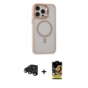 MARSİLYAN™- iPhone 15 Pro Kılıf Ahenk Klasik Özel Seri - Siyah Buffer Cam Ekran Koruyucu + Raze Metal Kamera Lens - LT