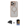 MARSİLYAN™- iPhone 15 Pro Kılıf Ahenk Klasik Özel Seri - Siyah Buffer Hayalet Cam Ekran Koruyucu + Raze Metal Kamera Lens - GS