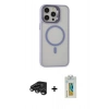 MARSİLYAN™- iPhone 15 Pro Kılıf Ahenk Klasik Özel Seri - Siyah Polymer Nano Ekran Koruyucu + Raze Metal Kamera Lens - TMGI