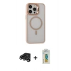 MARSİLYAN™- iPhone 15 Pro Kılıf Ahenk Klasik Özel Seri - Siyah Polymer Nano Ekran Koruyucu + Raze Metal Kamera Lens - TMGI