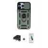 MARSİLYAN™- iPhone 15 Pro Kılıf Ahenk Klasik - Şeffaf Pasifik Cam Ekran Koruyucu + Raze Metal Kamera Lens - GS