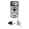 MARSİLYAN™- iPhone 15 Pro Kılıf Ahenk Klasik - Şeffaf Royal Nano Ekran Koruyucu + Raze Metal Kamera Lens - SH