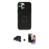 MARSİLYAN™- iPhone 15 Pro Kılıf Ahenk Klasik - Siyah 3D Antistatik Mat Seramik Nano Ekran Koruyucu + Raze Metal Kamera Lens - GS