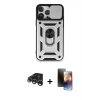 MARSİLYAN™- iPhone 15 Pro Kılıf Ahenk Klasik - Siyah 3D Antistatik Mat Seramik Nano Ekran Koruyucu + Raze Metal Kamera Lens - GS