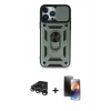 MARSİLYAN™- iPhone 15 Pro Kılıf Ahenk Klasik - Siyah 3D Antistatik Mat Seramik Nano Ekran Koruyucu + Raze Metal Kamera Lens - GS