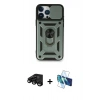 MARSİLYAN™- iPhone 15 Pro Kılıf Ahenk Klasik - Siyah 3D Antistatik Seramik Nano Ekran Koruyucu + Raze Metal Kamera Lens - SH