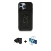 MARSİLYAN™- iPhone 15 Pro Kılıf Ahenk Klasik - Siyah 3D Antistatik Seramik Nano Ekran Koruyucu + Raze Metal Kamera Lens - SH