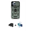 MARSİLYAN™- iPhone 15 Pro Kılıf Ahenk Klasik - Siyah 3D Antistatik Seramik Nano Ekran Koruyucu + Raze Metal Kamera Lens - TMGI