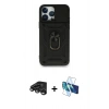 MARSİLYAN™- iPhone 15 Pro Kılıf Ahenk Klasik - Siyah 3D Antistatik Seramik Nano Ekran Koruyucu + Raze Metal Kamera Lens - TMGI