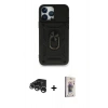 MARSİLYAN™- iPhone 15 Pro Kılıf Ahenk Klasik - Siyah Bilvis 3D Cam Ekran Koruyucu + Raze Metal Kamera Lens - GS