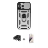 MARSİLYAN™- iPhone 15 Pro Kılıf Ahenk Klasik - Siyah Bilvis 3D Mat Cam Ekran Koruyucu + Raze Metal Kamera Lens - GS